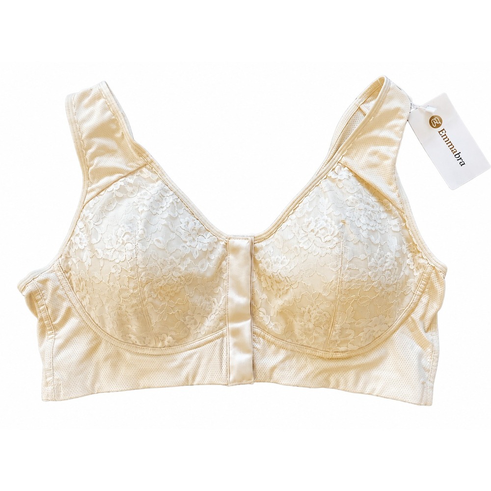 Women's‎ Comfy Padded Emma Bra NWT sz 3X Front Closure Plus Size Hook & loop